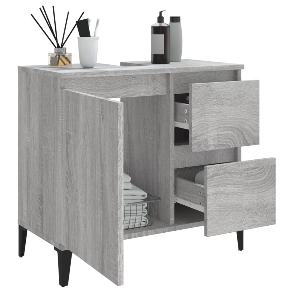 Badkamerkast 65X33X60 Cm Bewerkt Hout Eikenkleurig