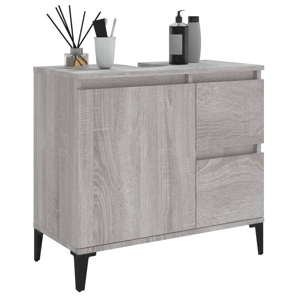 Badkamerkast 65X33X60 Cm Bewerkt Hout Eikenkleurig