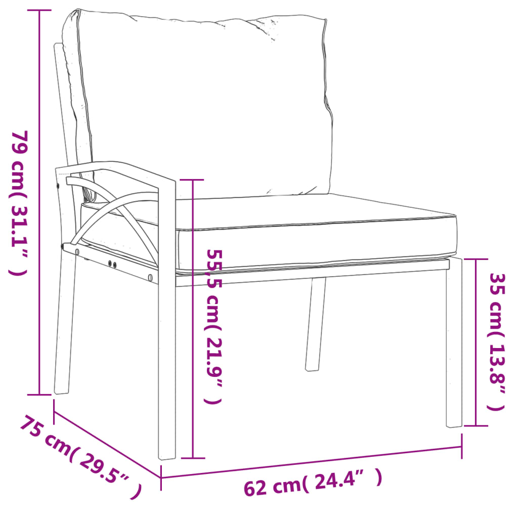 Tuinstoelen Met Grijze Kussens 6X75X79 Cm Staal