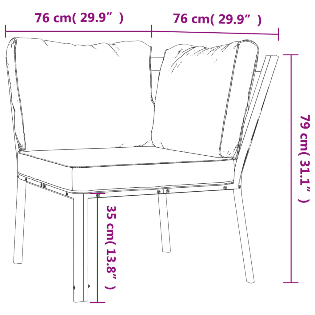 Tuinstoel Met Grijze Kussens 76X76X79 Cm Staal