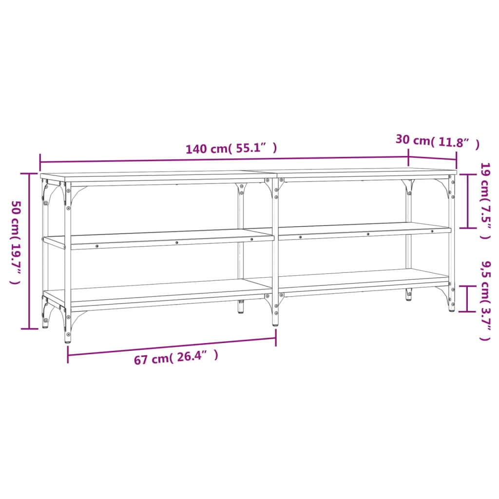 Tv-Meubel 140X30X50 Cm Bewerkt Hout