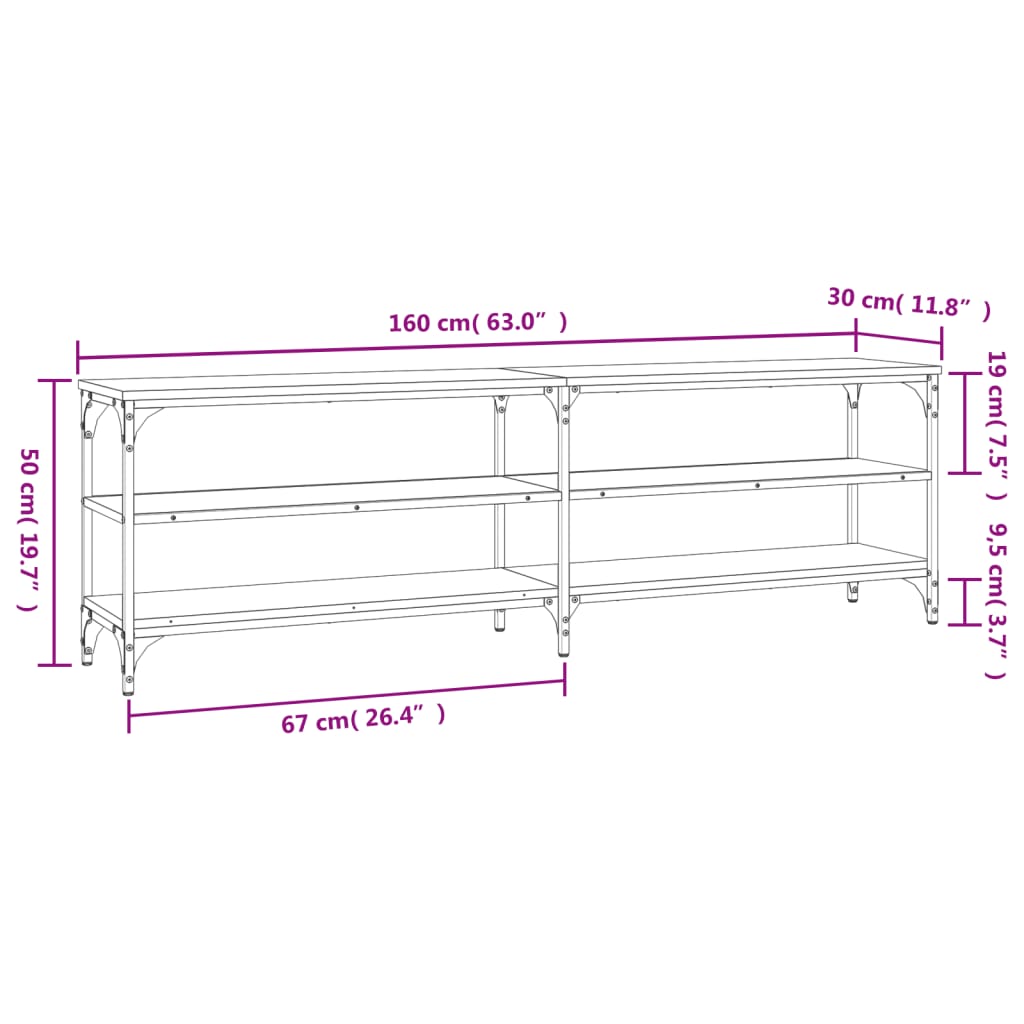 Tv-Meubel 160X30X50 Cm Bewerkt Hout Kleurig