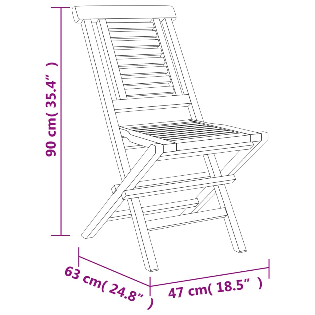 Tuinstoelen Inklapbaar 47X63X90 Cm Massief Teakhout