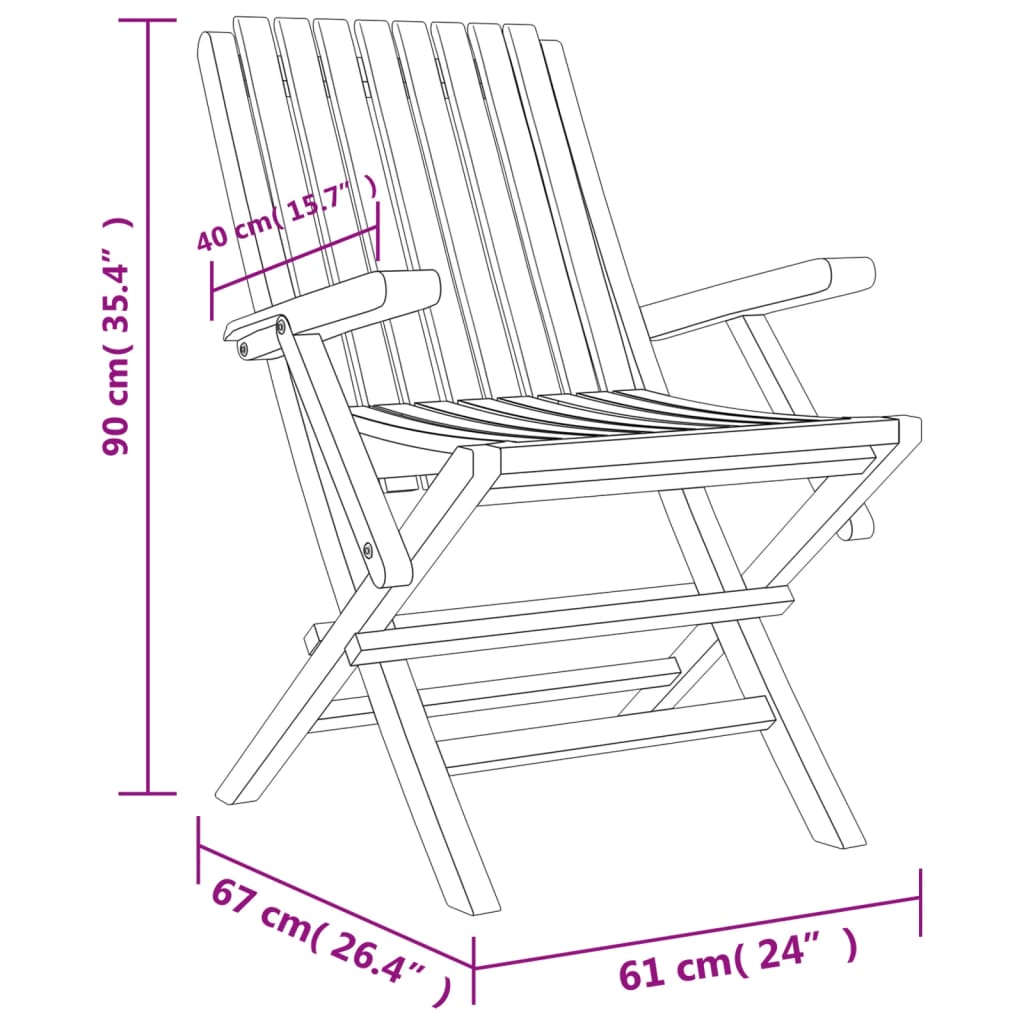 Tuinstoelen Inklapbaar 61X67X90 Cm Massief Teakhout