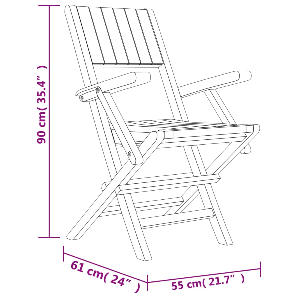 Tuinstoelen Inklapbaar 55X1X90 Cm Massief Teakhout