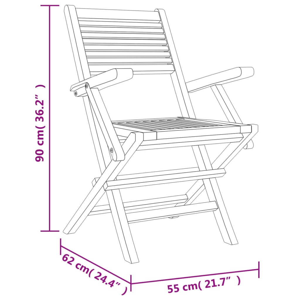 Tuinstoelen Inklapbaar 55X62X90 Cm Massief Teakhout