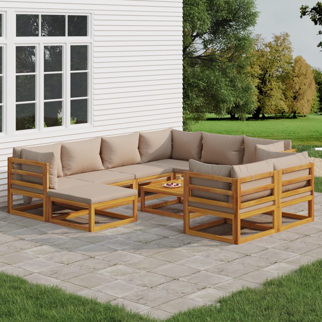 3-Delige Loungeset Met Kussens Massief Hout