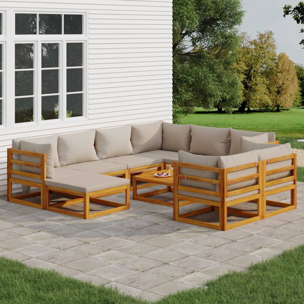 3-Delige Loungeset Met Kussens Massief Hout