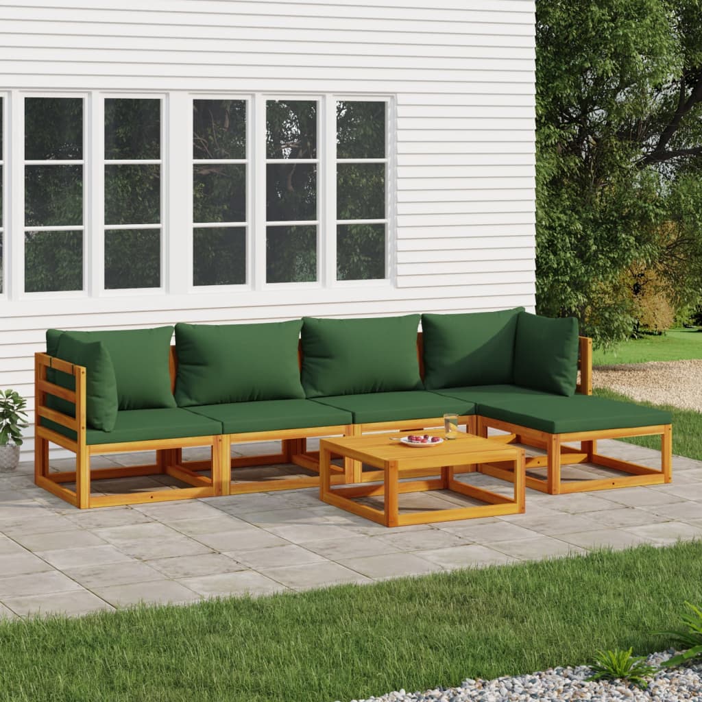 3-Delige Loungeset Met Kussens Massief Hout