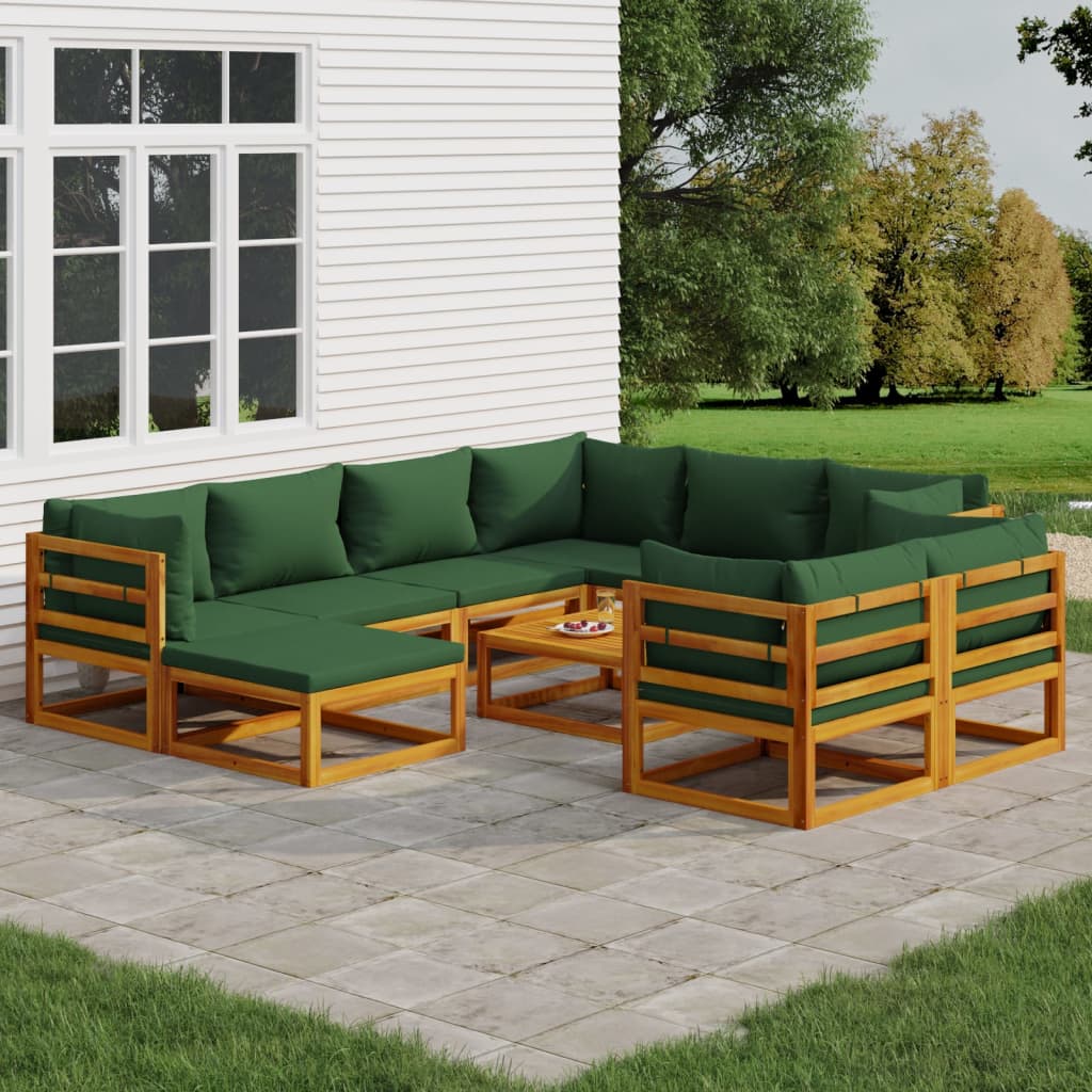 3-Delige Loungeset Met Kussens Massief Hout