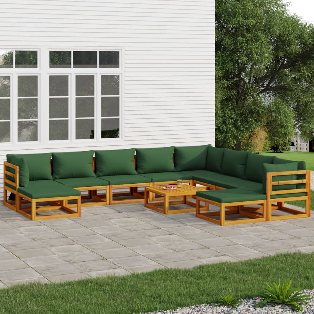 3-Delige Loungeset Met Kussens Massief Hout