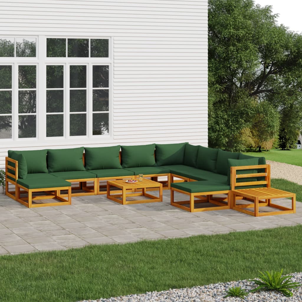 3-Delige Loungeset Met Kussens Massief Hout