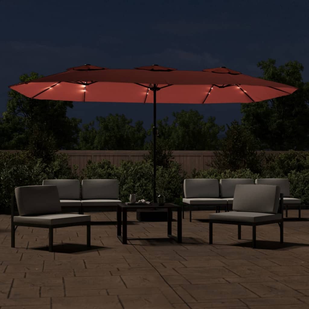 Parasol Dubbel Met Led 449X245 Cm Kleurig