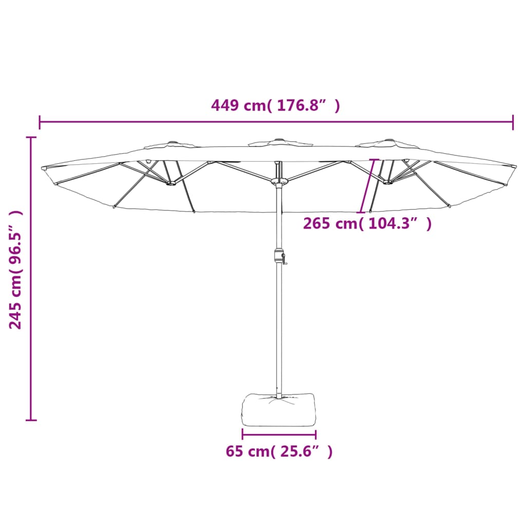 Parasol Dubbel Met Led 449X245 Cm Kleurig