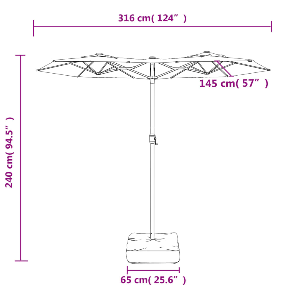 Parasol Dubbel Met Led's 316X240 Cm