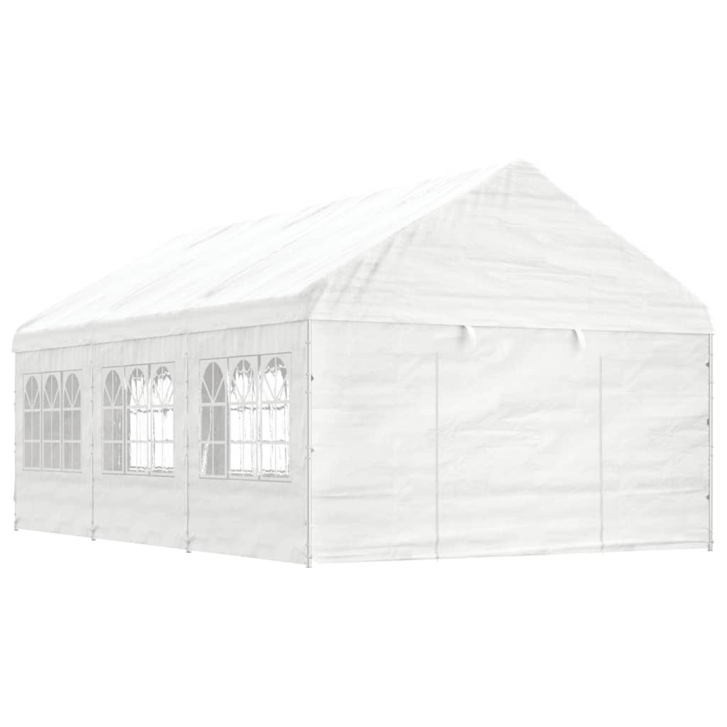 Prieel Met Dak 17,84X4,08X3,22 M Polyetheen Wit