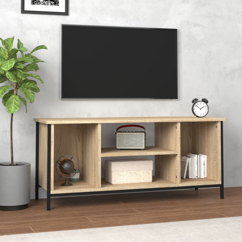 Tv-Meubel 102X35X45 Cm Bewerkt Hout Bruin Eikenkleur