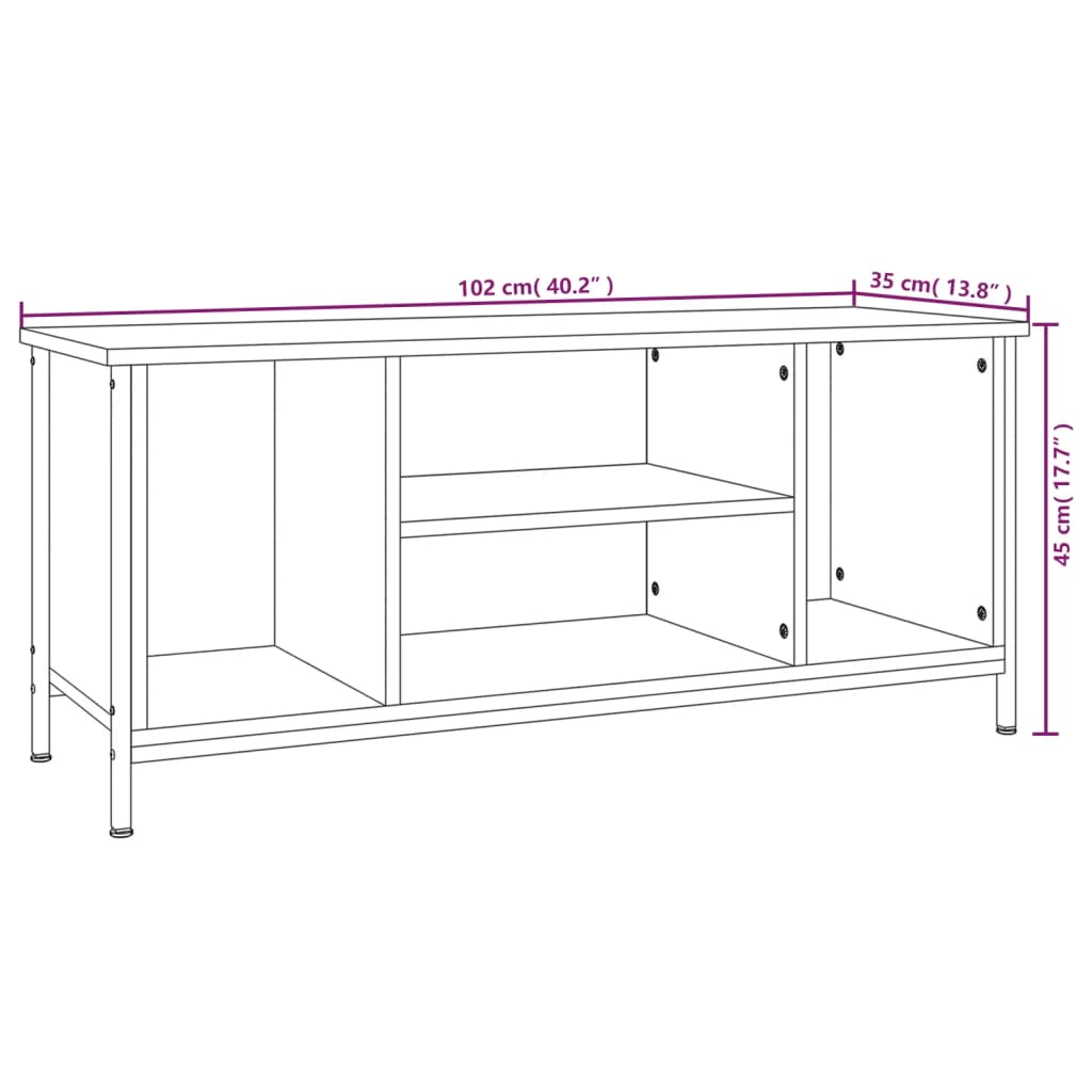 Tv-Meubel 102X35X45 Cm Bewerkt Hout Bruin Eikenkleur