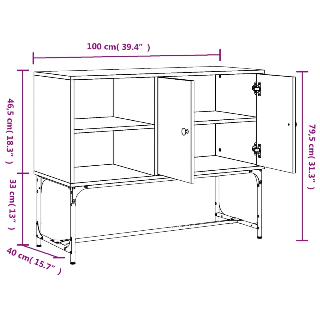 Dressoir 100X40X79,5 Cm Bewerkt Hout Kleurig