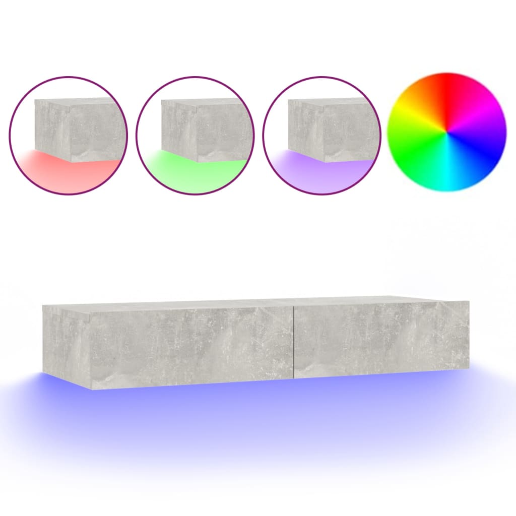 Tv-Meubel Met Led-Verlichting 90X35X15,5 Cm Betongrijs