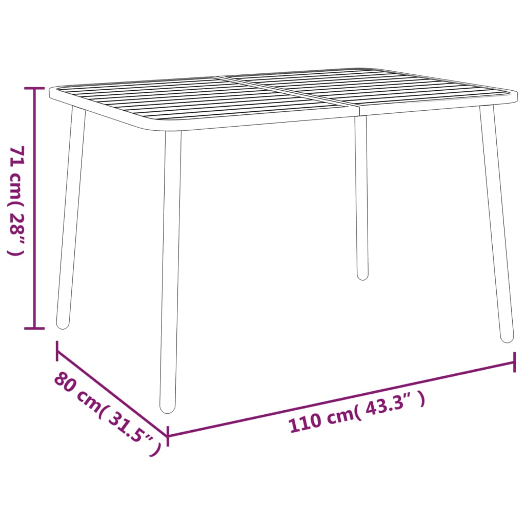 Tuintafel Staal Antracietkleurig