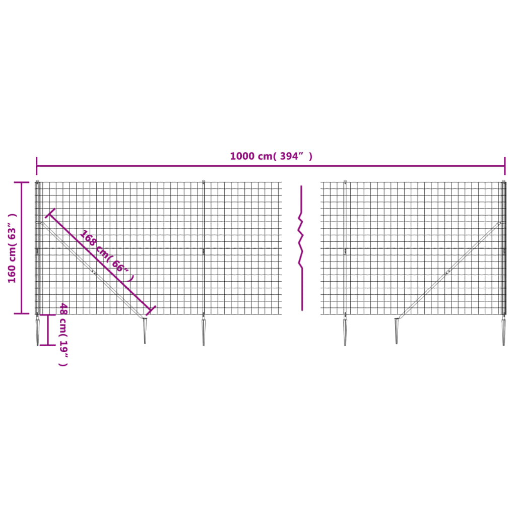 Draadgaashek Met Grondankers 1,6X10 M