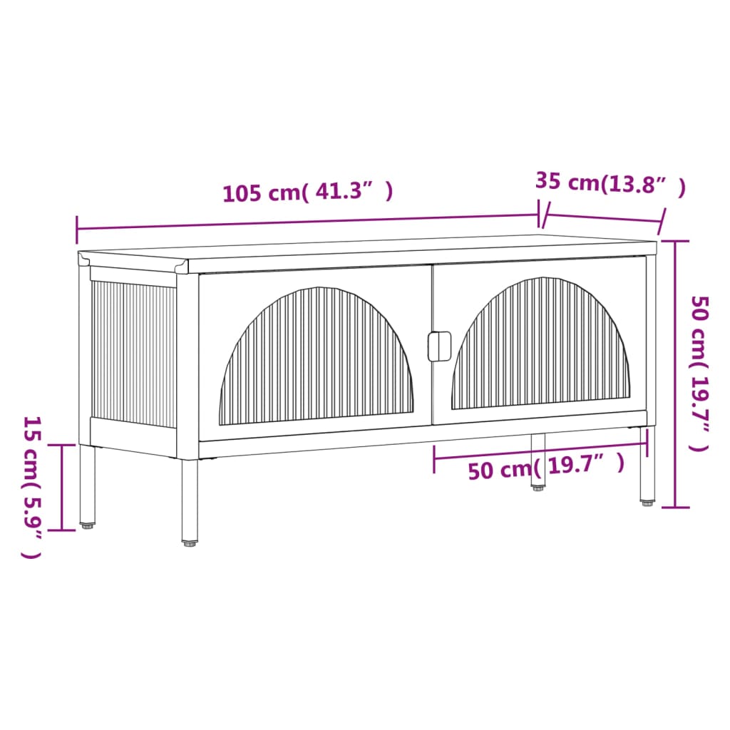 Tv-Meubel 105X35X50 Cm Glas En Staal Zwart