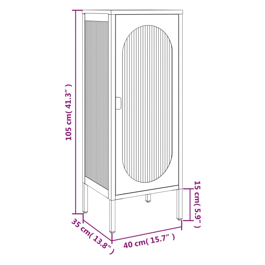 Dressoir 40X35X105 Cm Glas En Staal Zwart