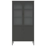 Hoge Kast 90X40X180 Cm Glas En Staal Zwart
