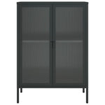 Dressoir 75X35X105 Cm Glas En Staal Zwart Hoogglans Wit