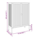 Dressoir 75X35X105 Cm Glas En Staal Zwart Hoogglans Wit