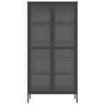 Hoge Kast 85X40X180 Cm Glas En Staal Zwart