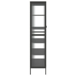 Hoge Kast 85X40X180 Cm Glas En Staal Zwart