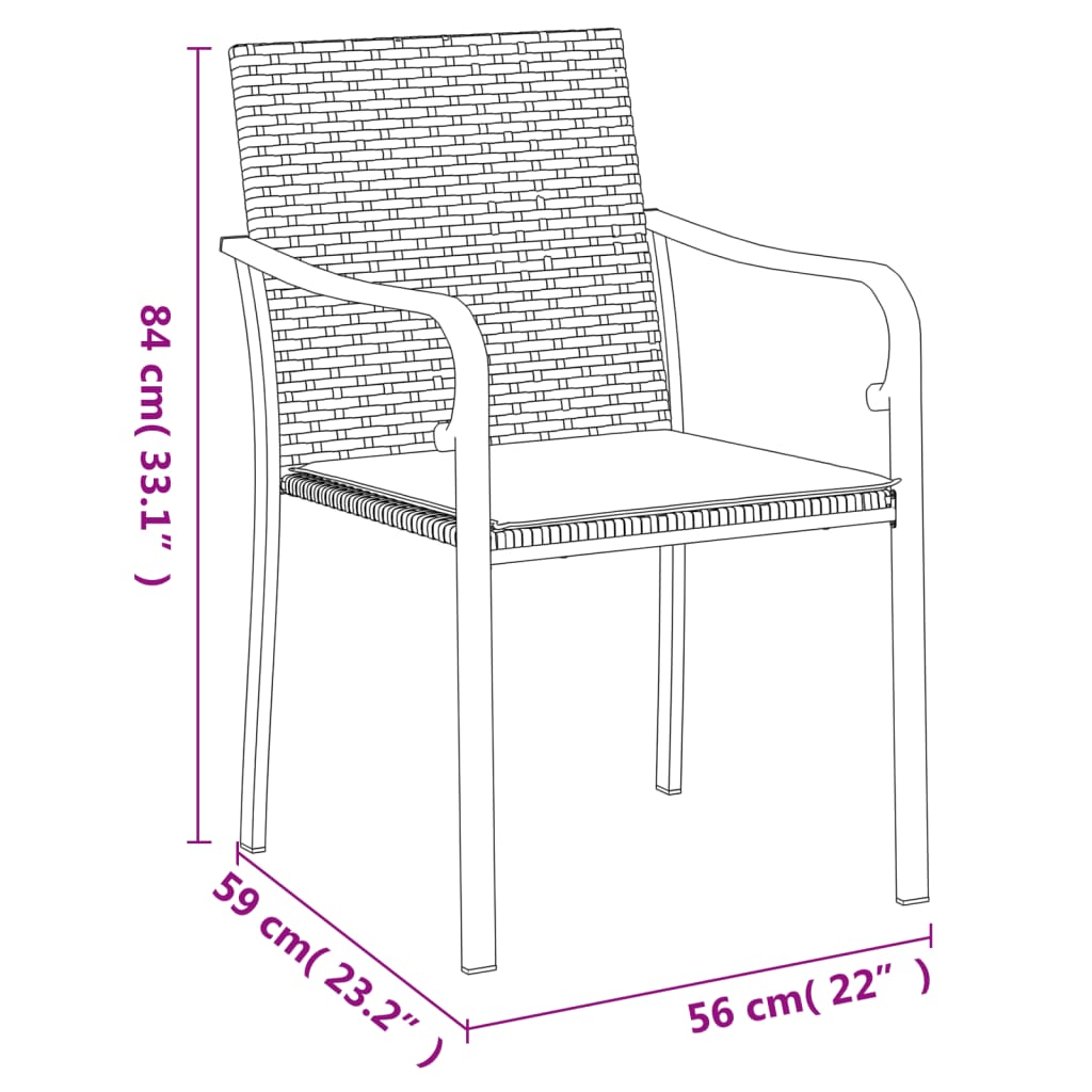 Tuinstoelen Met Kussens 56X59X84 Cm Poly Rattan