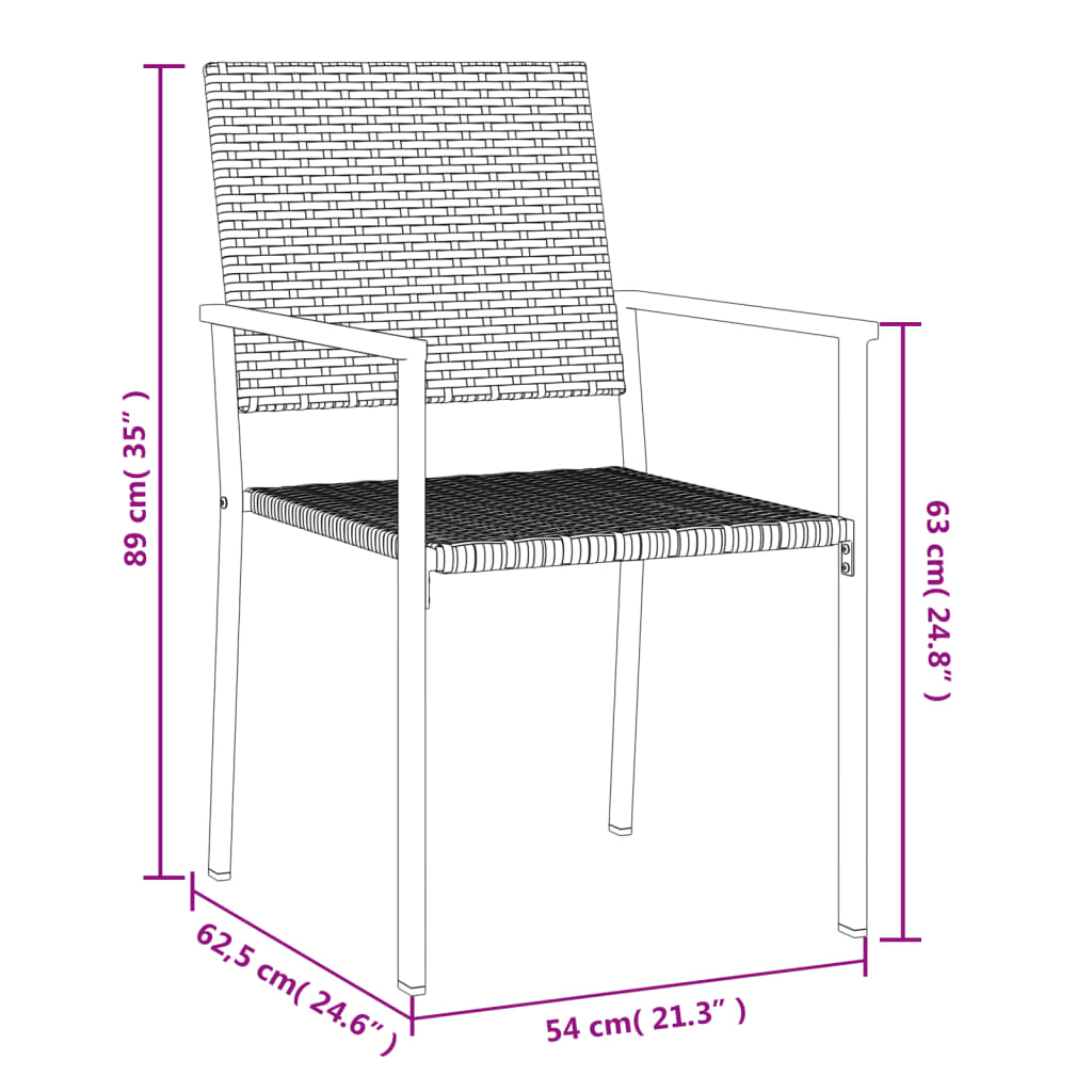 Tuinstoelen 54X6,5X89 Cm Poly Rattan Zwart