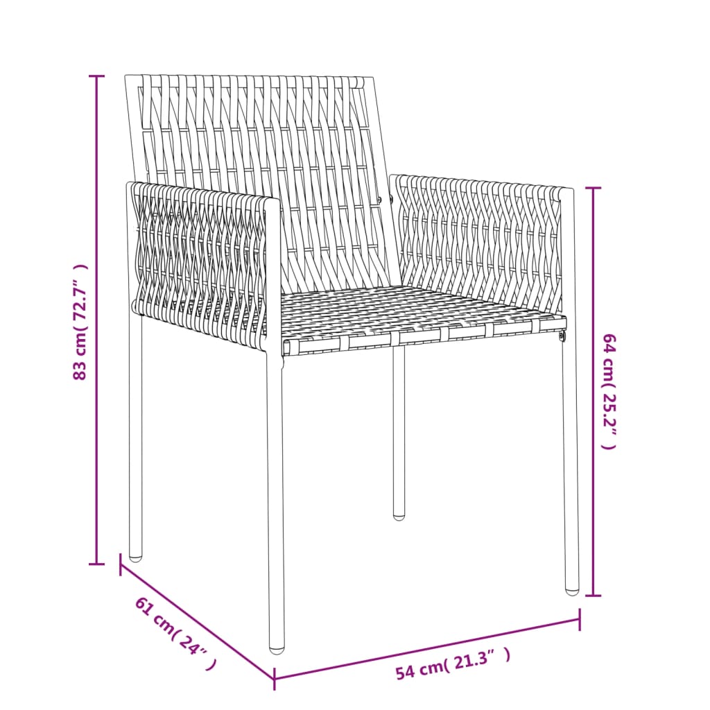 Tuinstoelen Met Kussens 54X61X83 Cm Poly Rattan