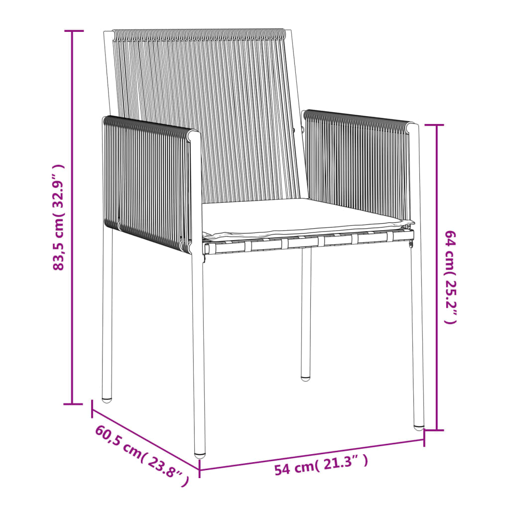 Tuinstoelen Met Kussens 54X60,5X83,5 Cm Poly Rattan Zwart