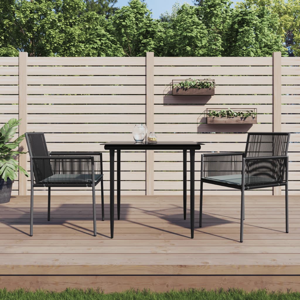 Tuinstoelen Met Kussens 54X60,5X83,5 Cm Poly Rattan Zwart