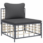 Tuin Met Donkergrijze Kussens Poly Rattan