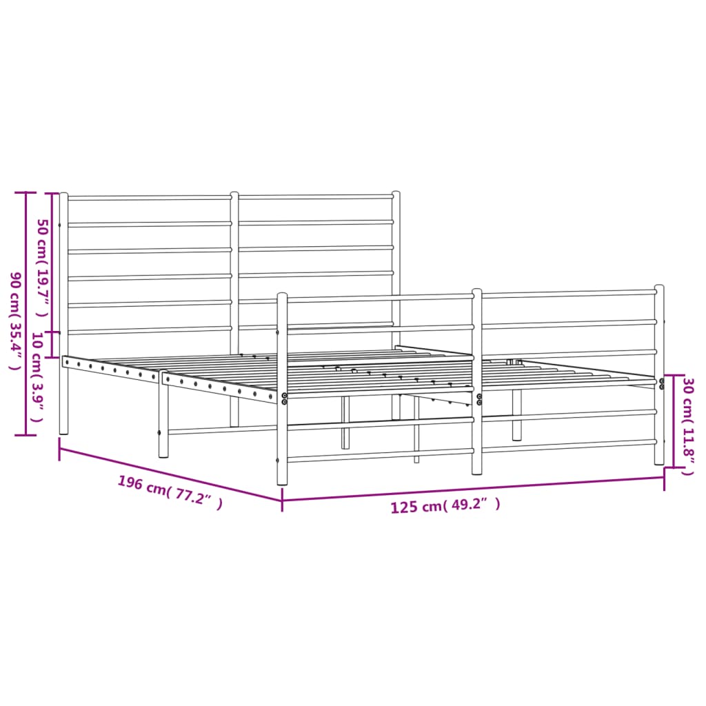 Bedframe Met Hoofd- En Voeteneinde Metaal