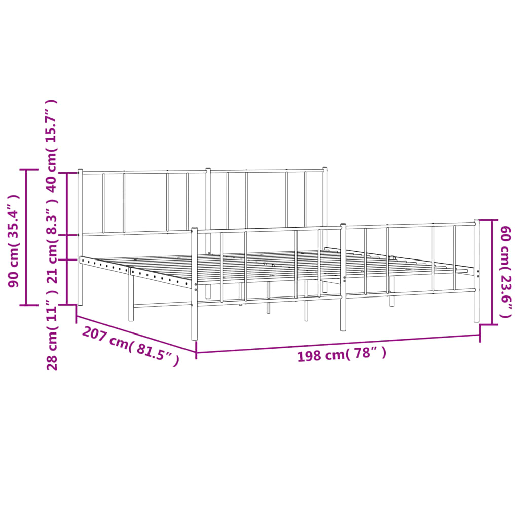 Bedframe Met Hoofd- En Voeteneinde Metaal