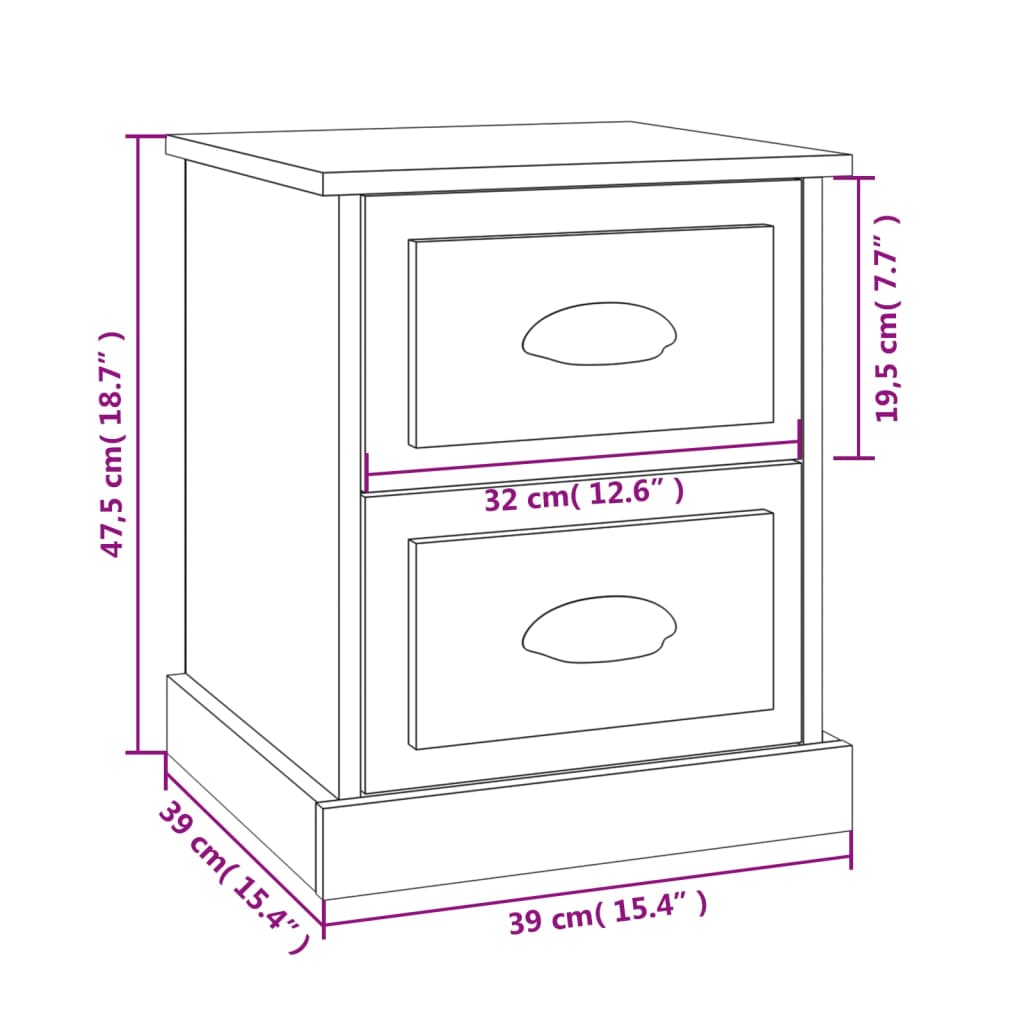 Nachtkastjes 39X39X47,5 Cm Bewerkt Hout