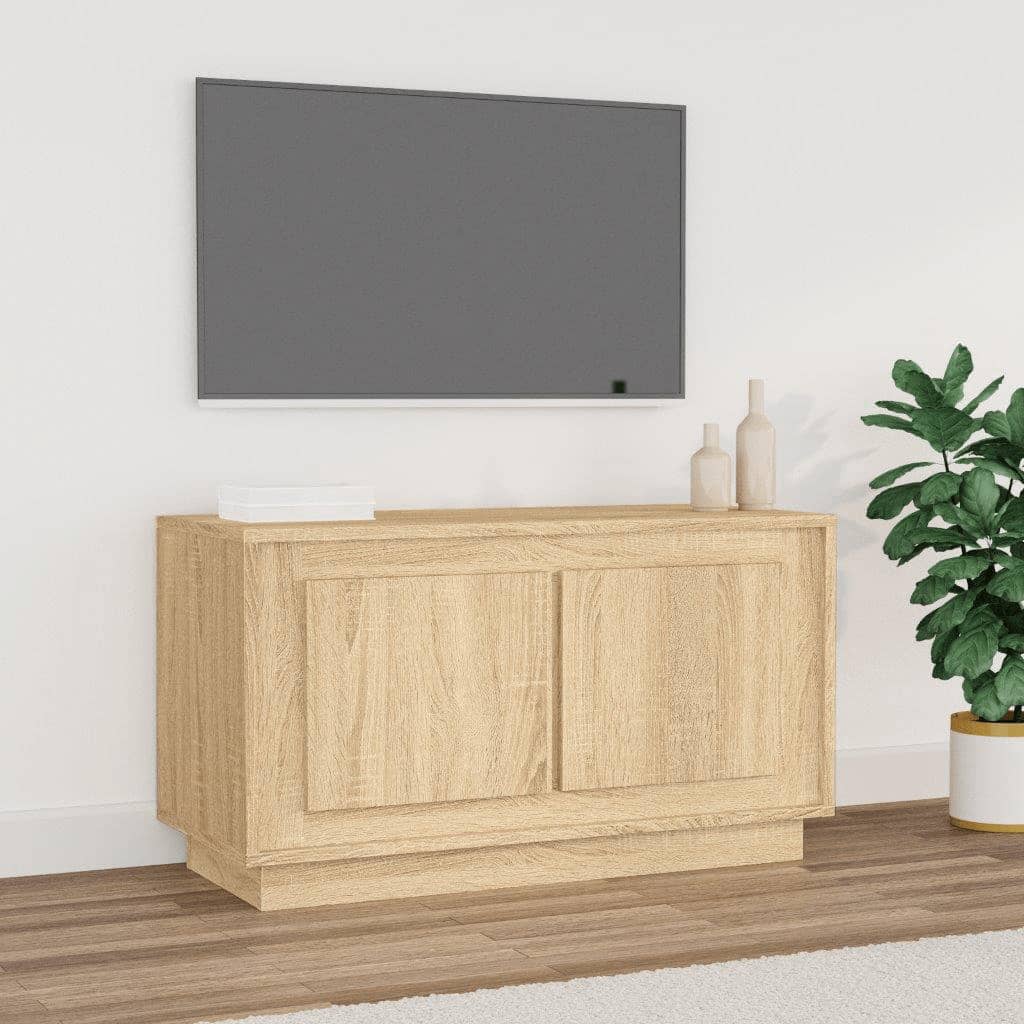 Tv-Meubel 80X35X45 Cm Bewerkt Hout Bruin Eikenkleur