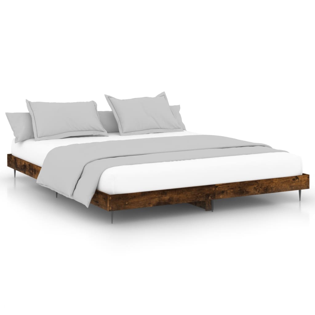 Bedframe Bewerkt Hout Kleurig Gerookt Eiken