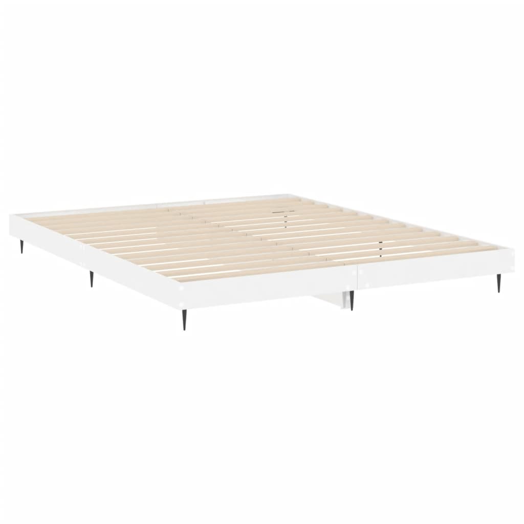 Bedframe Bewerkt Hout Hoogglans Wit