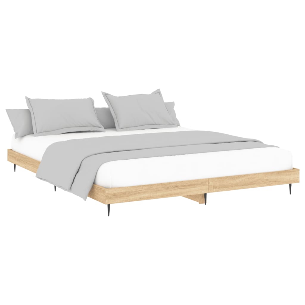 Bedframe Zonder Matras Hout Kleurig Sonoma Eiken