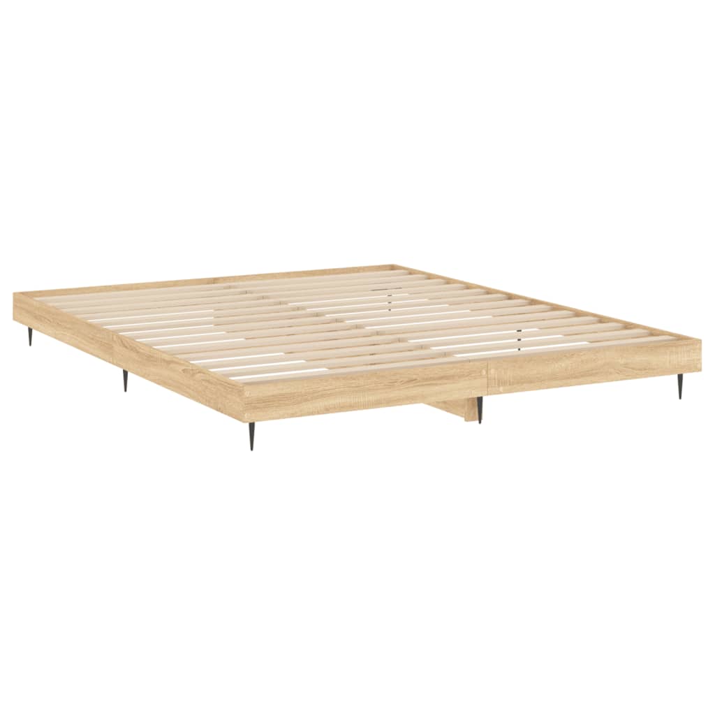 Bedframe Zonder Matras Hout Kleurig Sonoma Eiken