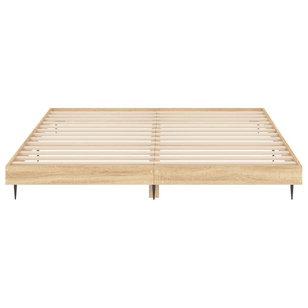 Bedframe Zonder Matras Hout Kleurig Sonoma Eiken