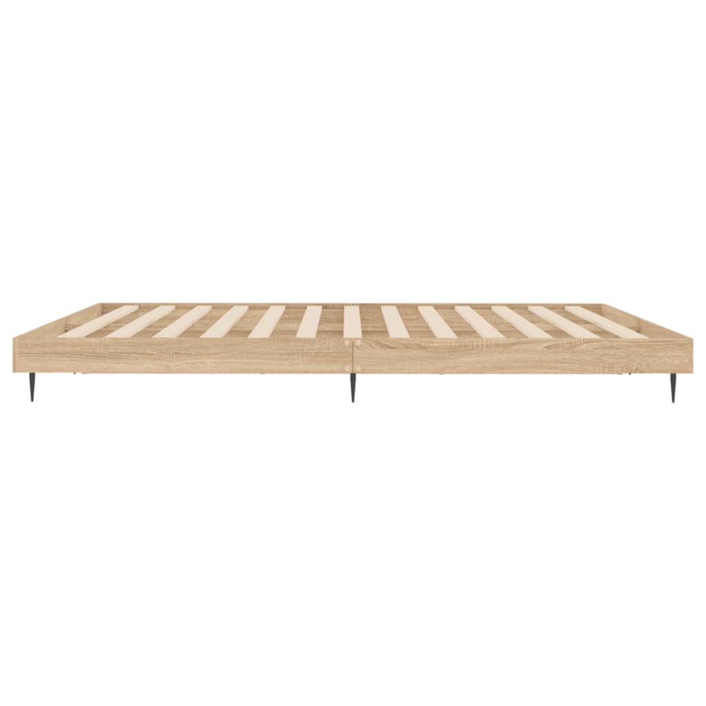 Bedframe Zonder Matras Hout Kleurig Sonoma Eiken