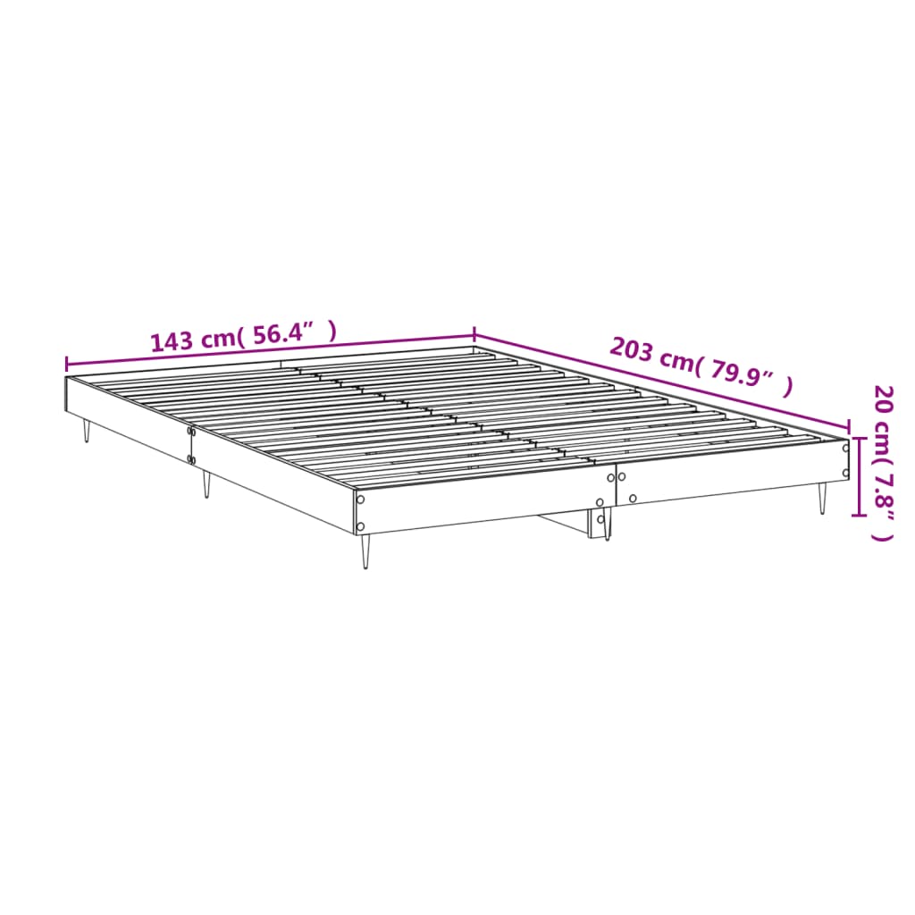 Bedframe Zonder Matras Hout Kleurig Sonoma Eiken